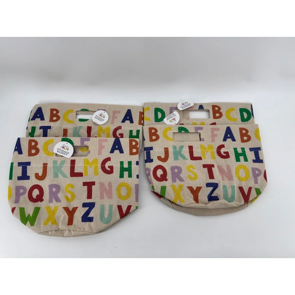 Learn & Play Alphabet Storage Basket 4pc Set ABC Print Fabric Toy Bin
